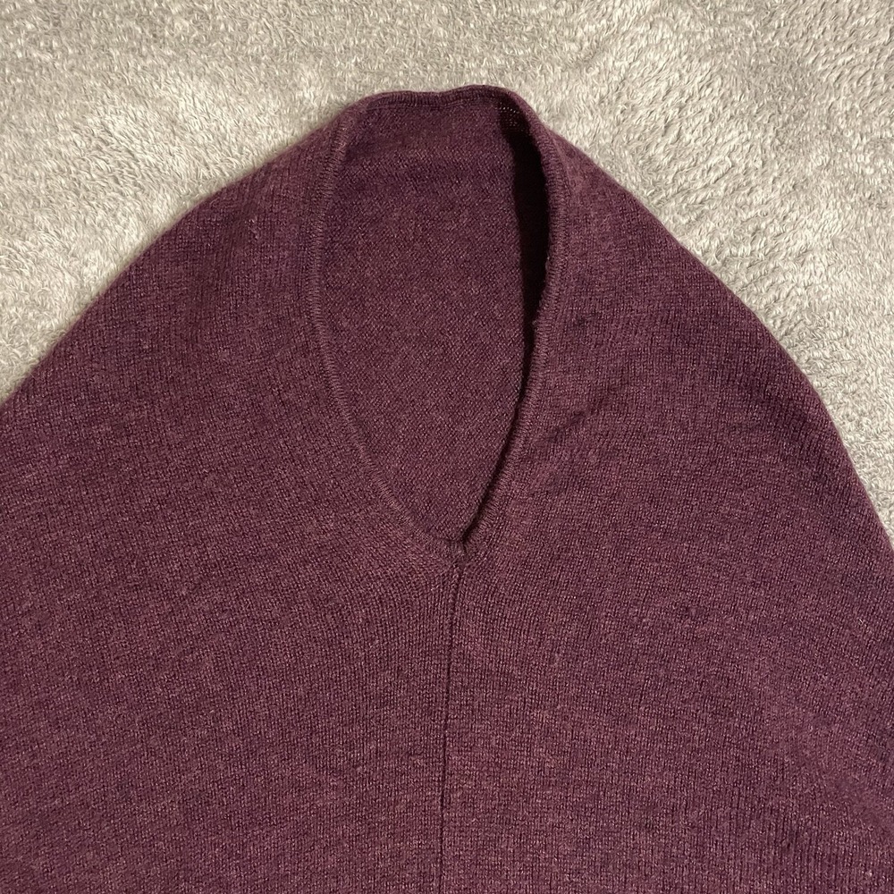 Celeste Wool Cashmere Poncho Shawl Sweater Colorblock Burgundy Wine / Grey S-M - Picture 3 of 6